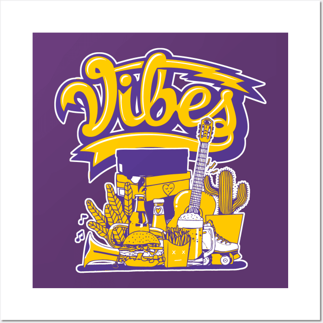 Vibe Court Purple University Gold Wall Art by funandgames